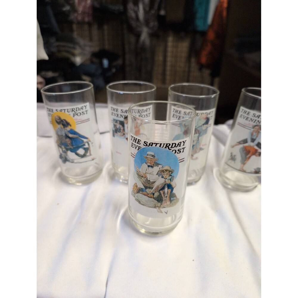 Set of 5 The Saturday Evening Post Collectible Glasses